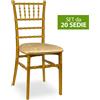 okaffarefatto Set da 20 Sedie Chiavarine in Plastica Gialle ottone con cuscino coordinato