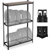 Relaxdays Scaffale Portagomme per 8 Pneumatici, HLP: 180x120x40 cm, 795 kg, Scaffalatura in Acciaio, Garage, Nero