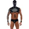 Svenjoyment Set abbigliamento uomo per giochi Bondage Cappuccio integrale Manette Guinzaglio