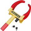 Relaxdays Ganascia Bloccaruota per Auto, Ceppo Blocca Ruota per Automobile, Camper e Roulotte, Acciaio, Giallo Rosso