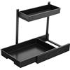 Cozary Organizer Sottolavello Cucina Salvaspazio, Cassetto Scorrevole a 2 Piani Regolabili in Altezza con Design a L per Angolo, Porta Detersivi, Carrello per Dispensa Cucina, per Bagno