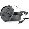 Küchenprofi BBQ - Forno olandese in ghisa, 3,5 l, Ø 24 cm, senza piedini, con coperchio sollevatore per griglia, braciere, tutti i tipi di piano cottura (induzione inclusa) e forno