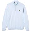 LACOSTE Pullover Uomo Lacoste Cotone Mezza Zip Collo Alto AH9501 J2G Azzurro