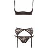 Cottelli Collection Completo intimo donna reggiseno perizoma reggicalze in pizzo nero trasparente