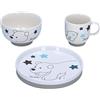 Sterntaler Baby Unisex Bambini Stoviglie Set Porcellana 3 Pezzi Orso Polare Elia Colazione Set Baby Stoviglie Bianco