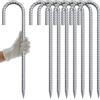 AAGUT Picchetti per tenda da 40,6 cm, resistenti, gancio a J, ancoraggi a terra in acciaio zincato, per giardino, cortile, paesaggio, confezione da 8 per recinzione a catena, baldacchino