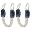 Relaxdays 2x Corda Fermaporta di Sicurezza, Set da 2, Paracolpi, per Bambini, Protezione, Cotone, 57 cm, Beige/Blu-Grigio