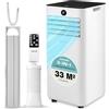 SereneLife Condizionatore Portatile 9000 BTU, Climatizzatore Portatile 3-in-1 con Ventilatore e Deumidificatore, Pinguino Condizionatore, 31 m², Kit Finestra, Telecomando, Casa, Ufficio e Scuola