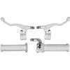 cyclingcolors Kit Manopole Moto Ciclomotore Scooter con Acceleratore e Leve Sinistra Destra - Manubrio 22 mm - Rivestimenti in Gomma Antiscivolo - Design Targa Comfort di Guida, bianco