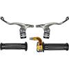 cyclingcolors Kit Manopole Moto Ciclomotore Scooter con Acceleratore e Leve Sinistra Destra - Manubrio 22 mm - Rivestimenti in Gomma Antiscivolo - Design Targa Comfort di Guida, zinco e nero