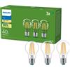 Philips lighting PHILIPS LED Lampadina Goccia a Filamento Classe A Ultra Efficiente, 3 Pezzi, 40W