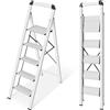 KINGRACK Scaletta 5 Gradini Pieghevole in Alluminio Leggera con Corrimano, Blocc