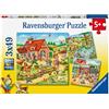 Ravensburger - Puzzle, Vacanze in Campagna, 3x49 Pezzi, Puzzle per Bambini, Età