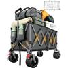 YEAUPE PRO Carrello Spiaggia Pieghevole con Ruote Portatutto, Grande Capacità, Doppi Freni, Doppia Forcella Rinforzata, Ruote Grandi, Manico Regolabile, Rete Elastica Inclusa, 150kg/200L, Grigio