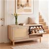 VEVOR Panca Portascarpe da Ingresso, Scarpiera con Panca Portascarpe 100x30x53 cm, Contenitore con 2 Cassetti, Scarpiera da 136 kg, 4 Scomparti e 2 Ante in Rattan, per Corridoio, Soggiorno