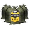 Tapix Sacchi di sabbia vuoti verde militare con lacci (20 pezzi) 35,6 x 66 cm - Sacchetti di sabbia in polipropilene intrecciato, extra resistenti per inondazioni, sacchi di sabbia protezione dalle