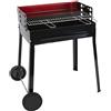 COSE DA CASA Ferraboli Barbecue a Carbonella e Legna GRANDE Griglia 60x40 cm Ruote e Cassetto