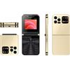 Mini i15 Pro Telefono Cellulare Pieghevole Compatto Oro Pocket Phone