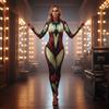 Costume da Farfalla Bionica Traspirante Body Intero a Maniche Lunghe per Donne