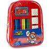 Super Mario Zaino con Timbri Pennarelli Adesivi Album da Colorare Colore Celeste