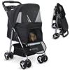 Mobiclinic® pets, Passeggino per cani, Ideale di piccola taglia e anziani, Zuma, Fino a 15 kg, Ruote con freni 360°, Cestino xxl, 3 finestre cerniera zanzariera, Portabicchieri (nero)