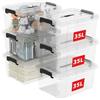 Cetomo 35L*6 Scatole di Stoccaggio in Plastica, Scatole Portaoggetti con Coperchio, Organizzatore con Manico, Contenitori per Casa e Ufficio, Impilabile, Resistente, Trasparente, 35L - Confezione da 6