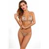 Spazm 9328 SPAZM Completo Intimo Reggiseno + Perizoma Aperti di Catene in Vero Metallo