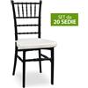 okaffarefatto Set da 20 Sedie Chiavarine Plastica nere con cuscino antiscivolo bianco