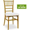 okaffarefatto Set da 20 Sedie Chiavarine Plastica gialle ottone con cuscino antiscivolo bianco