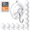 KORCCI Confezione da 12 ganci a ventosa, resistenti, trasparenti, riutilizzabili e rimovibili, 4,5 kg, con gancio in acciaio inox, per bagno, doccia, finestra, cucina, piastrelle