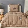 Karaca Home Karaca Motto Beige 155X220 cm Set letto comfort in cotone, Federa 80 cm x 80 cm, Set trapuntino, Lenzuolo matrimoniale, Morbido e di sostegno, Trapuntino, Trapunta