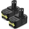 ASUNCELL 2 x Batteria per Ryobi, ASUNCELL 18V 5.0Ah P108 Batteria di Ricambio Agli