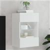 vidaXL Mobile TV a Parete con Luci LED Bianco 40x30x60,5 cm