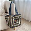 Borsa Shopper Crochet Navy Multicolor Stile Granny Square Boho Estate GD3001
