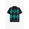 Fred Perry 🔵 Fred Perry - Polo In Maglia A Losanghe K1317 Nero Uomo New SS26