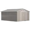 Outsunny Capanno Attrezzi in Acciaio con Porte Scorrevoli 3.4x4x2m Grigio