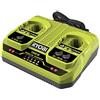 Ryobi RC18240 Caricabatterie a 2 Porte 18V, Batteria Non Inclusa, Compatibile co