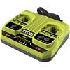 Ryobi RC18240 Caricabatterie a 2 Porte 18V, Batteria Non Inclusa, Compatibile co