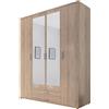 Avanti Trendstore Armadio a 4 ante battenti KALLE con 2 cassetti e specchio, in laminato.