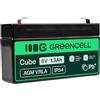 Green Cell Greencell Batteria AGM 6V 1,3Ah, batteria al piombo-acido VRLA, batteria di ricambio al piombo-acido, batteria gel a scarica profonda, per roulotte senza conducente Fotovoltaico Sedia a rotelle
