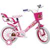 BricoShop24 Bicicletta per Bambini 14" Masha e Orso Bianco con Portabambola Rotelle