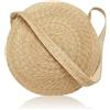 Borsa Paglia Rotonda Donna Beige Tracolla Lunga Mare Estate Boho Chic BS9290