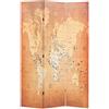 vidaXL Legno Abete Paravento Pieghevole Mappa Mondo Giallo 120x170 cm Separè vidaXL