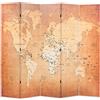 vidaXL Legno Abete Paravento Pieghevole Mappa Mondo Giallo 120x170 cm Separè vidaXL