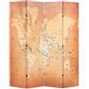 vidaXL Legno Abete Paravento Pieghevole Mappa Mondo Giallo 120x170 cm Separè vidaXL