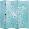 vidaXL Legno Abete Paravento Pieghevole Stampa Farfalla Blu 228x170 cm Separè vidaXL