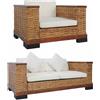 vidaXL Divano a 2 Posti con Cuscini Marrone in Rattan Naturale Sofa Salotto vidaXL