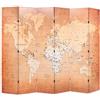 vidaXL Legno Abete Paravento Pieghevole Mappa Mondo Giallo 120x170 cm Separè vidaXL