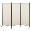 HOMCOM Paravento da Interno 3 Pannelli Pieghevole in Metallo e Poliestere Beige
