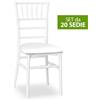 okaffarefatto Set da 20 Sedie Chiavarine Bianche in Plastica con cuscino similpelle bianco